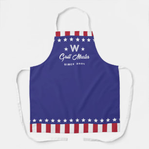 Stars & Stripes Monogram Grill Master Since Year Apron