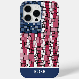 Stars & Stripes Mosaic Personalized iPhone 15 Pro Max Case