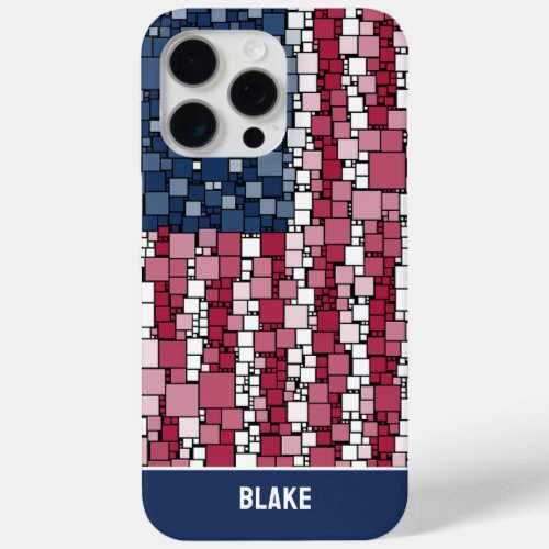 Stars  Stripes Mosaic Personalized iPhone 15 Pro Max Case
