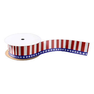 Stars & Stripes of Red White And Blue Satin Ribbon