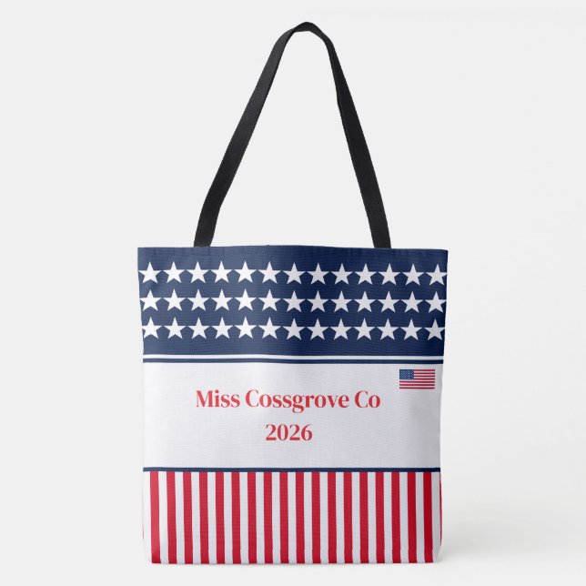 Stars & stripes Pageant Title Tote (Front)
