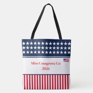 Stars & stripes Pageant Title Tote Bag