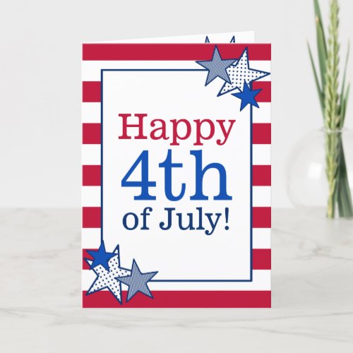 Stars Stripes Patriotic 4th of July Typography Holiday Card