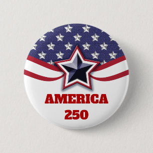 Stars Stripes Patriotic America 250 Design Button
