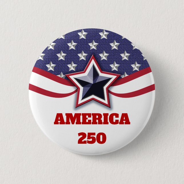 Stars Stripes Patriotic America 250 Design Button (Front)