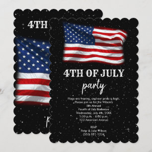 Stars Stripes Patriotic American Flag 4th of July Invitation