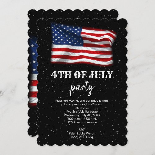 Stars Stripes Patriotic American Flag 4th of July Invitation