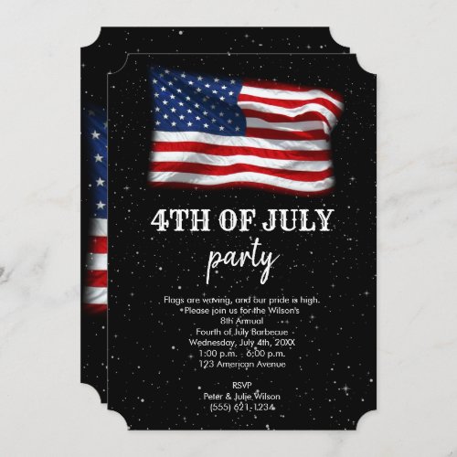 Stars Stripes Patriotic American Flag 4th of July Invitation