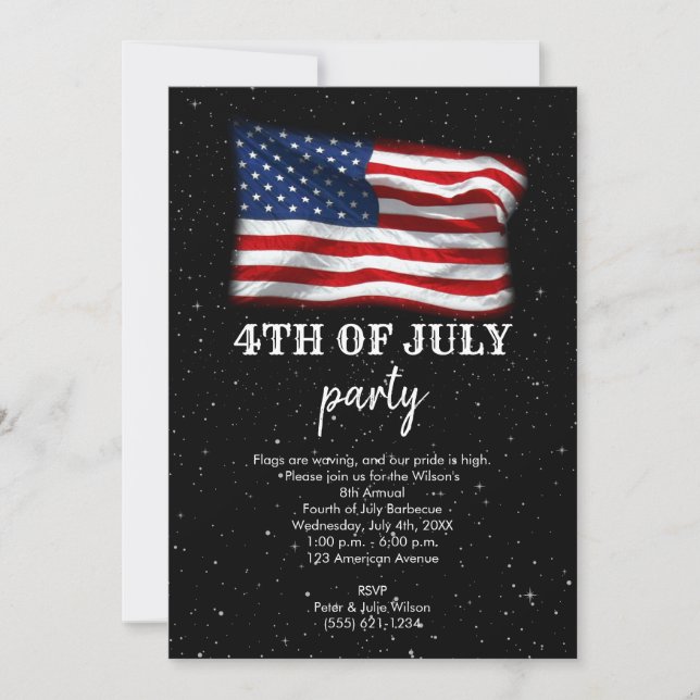 Stars Stripes Patriotic American Flag 4th of July Invitation (Front)