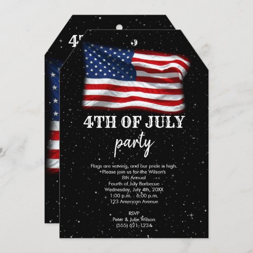 Stars Stripes Patriotic American Flag 4th of July Invitation