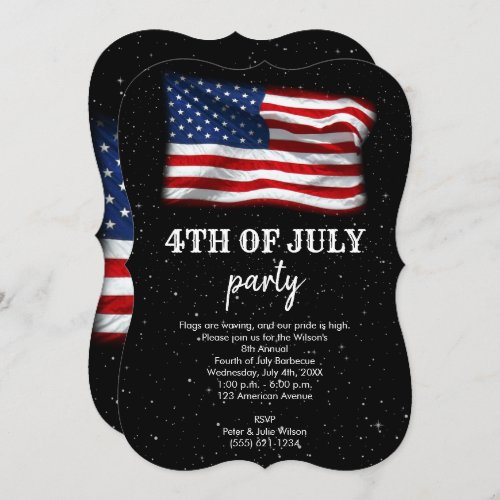 Stars Stripes Patriotic American Flag 4th of July Invitation