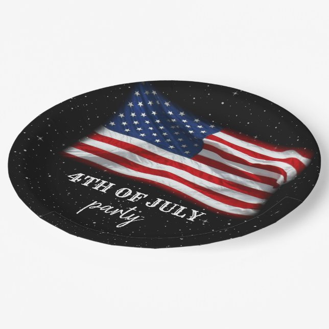 Stars Stripes Patriotic American Flag 4th of July Paper Plates (Angled)