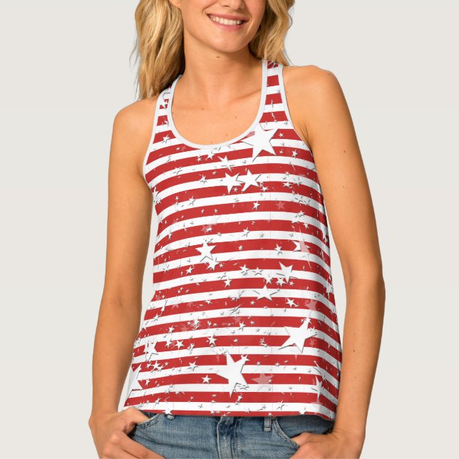 Stars Stripes Patriotic American Red White Blue  Tank Top (Front)
