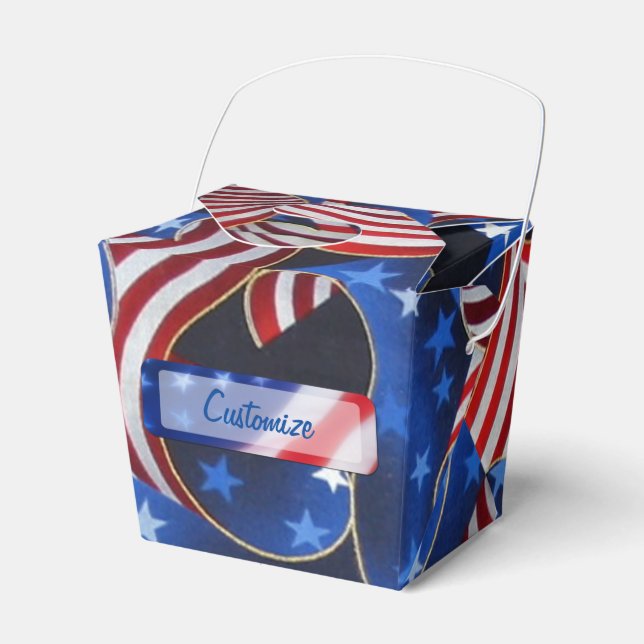 Stars & Stripes Patriotic Curls Take Out Favor Box (Front Side)