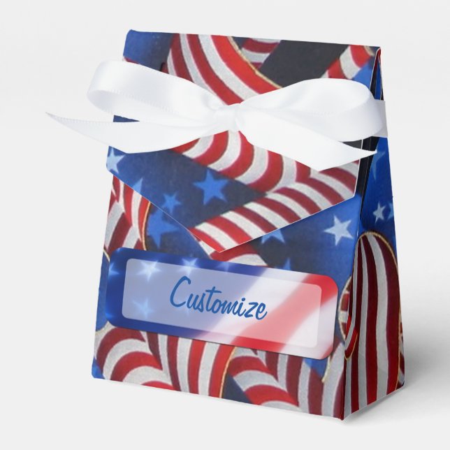 Stars & Stripes Patriotic Curls Tent Favor Box (Front Side)