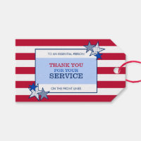 Stars Stripes Patriotic Essential Worker Thank You Gift Tags