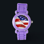 Stars & Stripes Patriotic Flag Watch<br><div class="desc">Show your patriotism with your watch with this illustration of stars and stripes in red white and blue representing the American flag.</div>