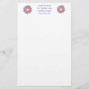 Stars Stripes Patriotic Flower Stationery