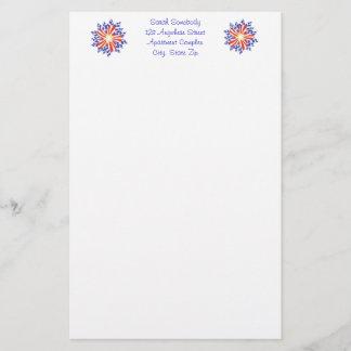 Stars Stripes Patriotic Flower Stationery