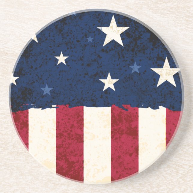 Stars & Stripes Patriotic Sandstone Coaster (Front)