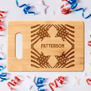 Stars & Stripes Patriotic Wood Engraved Cutting Board