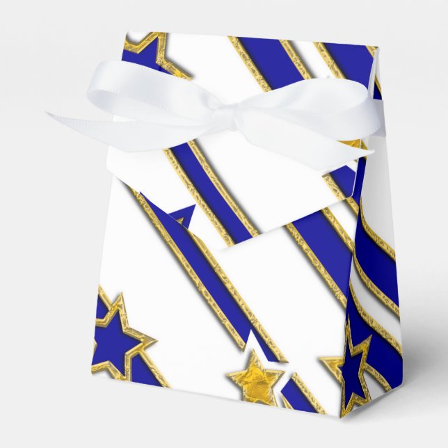 Stars & Stripes Pattern gold blue + your ideas Favor Boxes (Front Side)