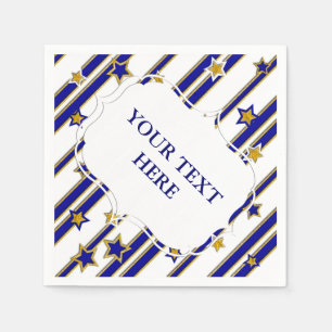 Stars & Stripes Pattern gold blue + your ideas Napkins