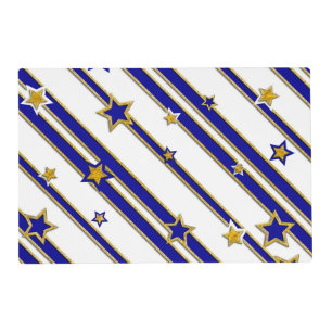 Stars & Stripes Pattern gold blue + your ideas Placemat