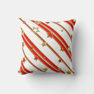 Stars & Stripes Pattern gold red blue + your ideas Throw Pillow