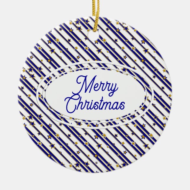 Stars & Stripes PATTERN gold red or blue Ceramic Ornament (Front)