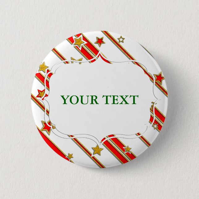 Stars & Stripes Pattern gold red+ your ideas Button (Front)