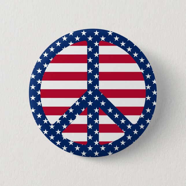 Stars & Stripes Peace Symbol Button (Front)