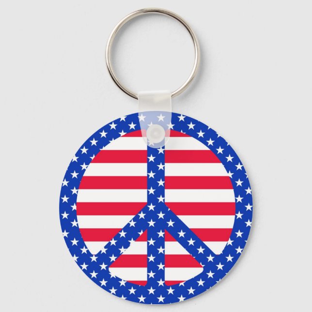 Stars & Stripes Peace Symbol Keychain (Front)