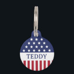 STARS & STRIPES PET ID TAG<br><div class="desc">The Stars & Stripes Pet ID Tag is a patriotic accessory for your pet, proudly displaying the iconic stars and stripes of the American flag. The top half of the tag features a deep blue background with white stars, while the bottom half has red and white stripes, reflecting the flag's...</div>