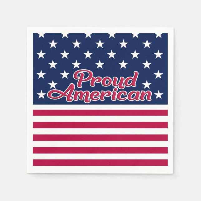 Stars & stripes proud American red blue & white Napkins (Front)