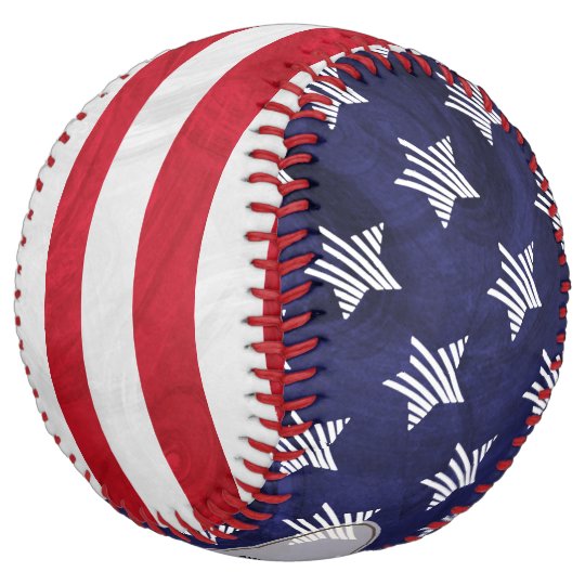 Stars Stripes Red White And Blue Monogram Usa Flag Softball