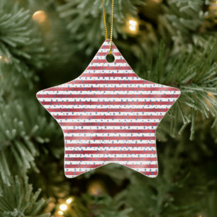 Stars Stripes Red White Blue Ceramic Ornament