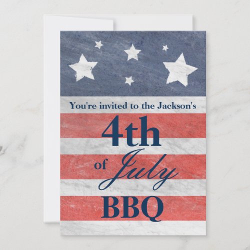 Stars  Stripes Red White Blue July 4th Invitation