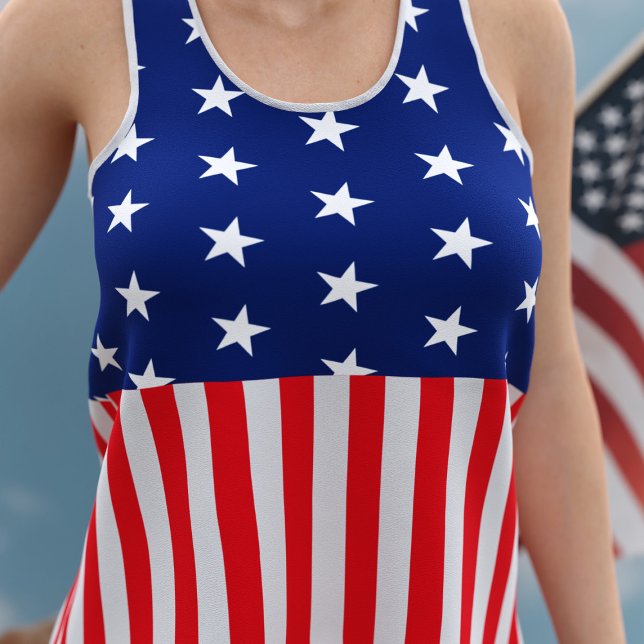 Stars Stripes Red White Blue Patriotic 4th of July Tank Top (Red, white and blue. A patriotic tank top just for you)