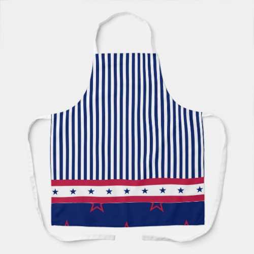 Stars  Stripes Red White Blue Patriotic Grill Apron