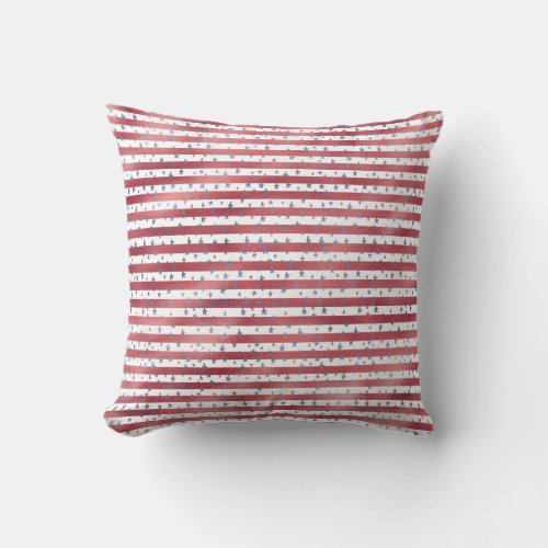 Stars Stripes Red White Blue Throw Pillow