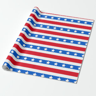 Stars & Stripes Red White Blue Wrapping Paper
