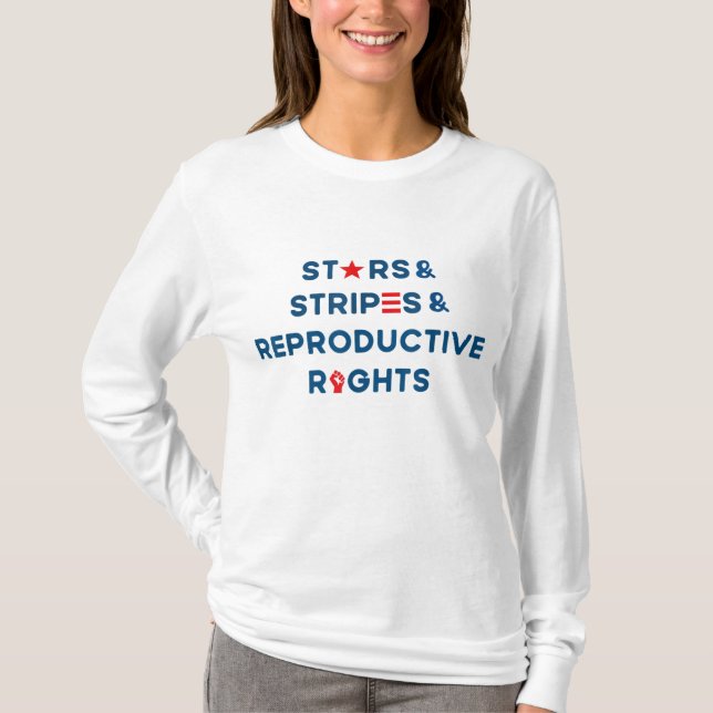 Stars Stripes Reproductive Rights 4th of July Amer T-Shirt (Front)