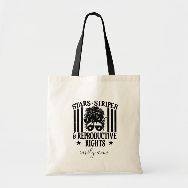 Stars Stripes Reproductive Rights Pro Choice Name  Tote Bag (Front)
