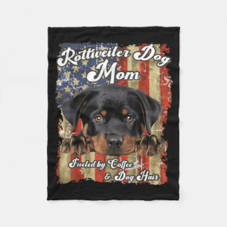 Stars Stripes Rottweiler Dog Mom Patriotic USA Fleece Blanket