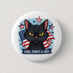 Stars, Stripes & Sass – Patriotic Cat Button