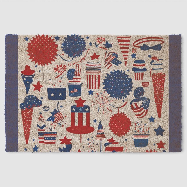 Stars, Stripes & Shenanigans Coir Mat (Front)