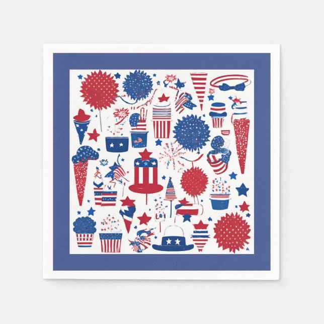 Stars, Stripes & Shenanigans – Patriotic Paper Napkins (Front)