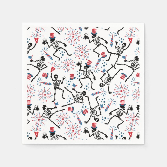 Stars, Stripes & Skeletons—Patriotic Party Vibes Napkins (Front)
