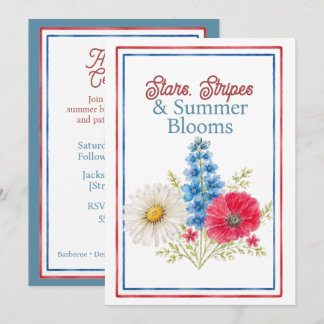Stars, Stripes & Summer Blooms Fourth of July Invitation